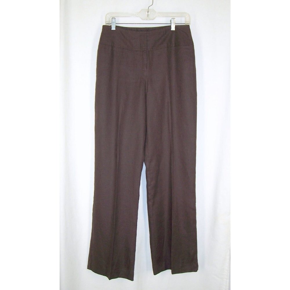 Worthington Brown Linen Dress Pants 6 Womens Wide Leg